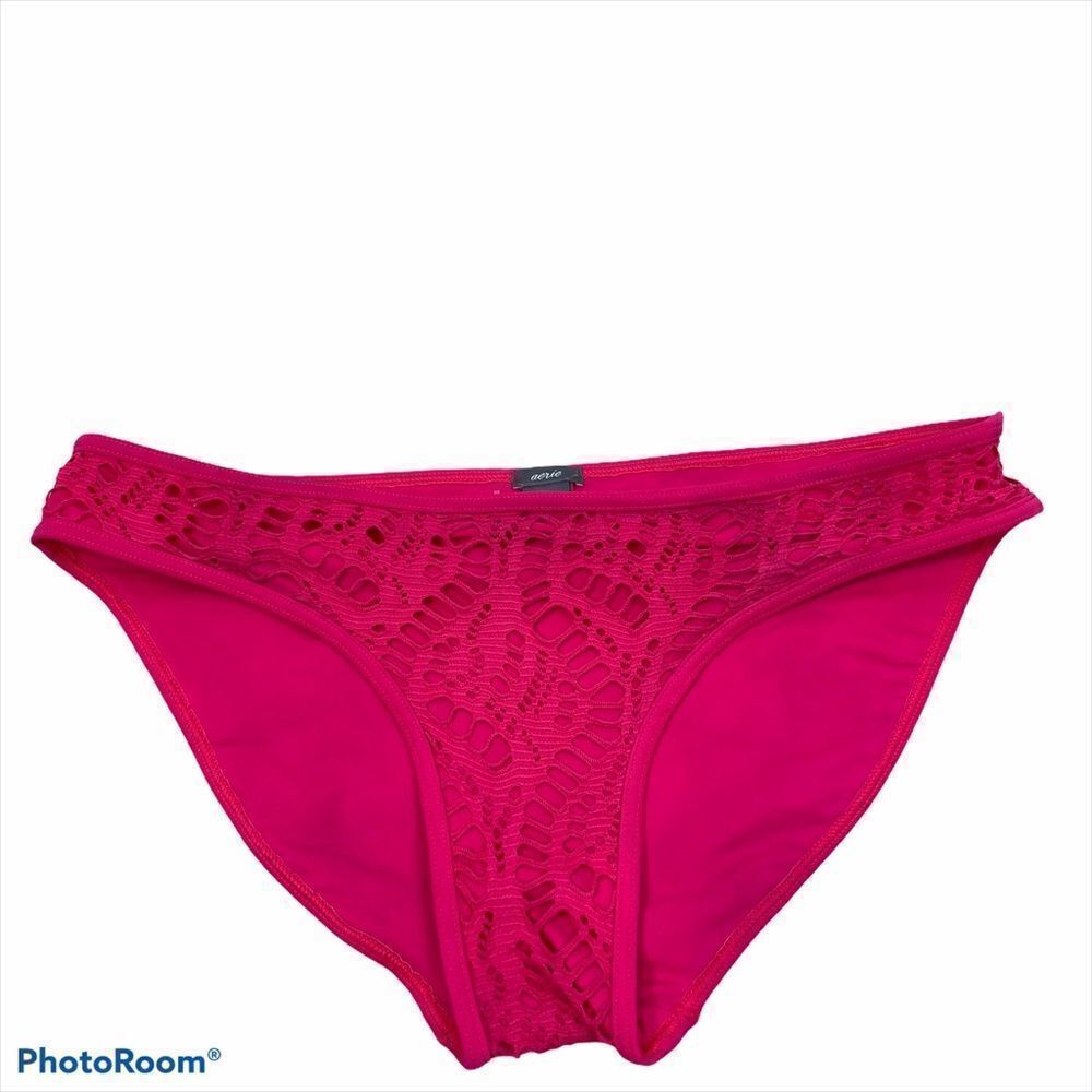 NWOT‎ Aerie Hot Pink Lace Bikini Bottoms Small